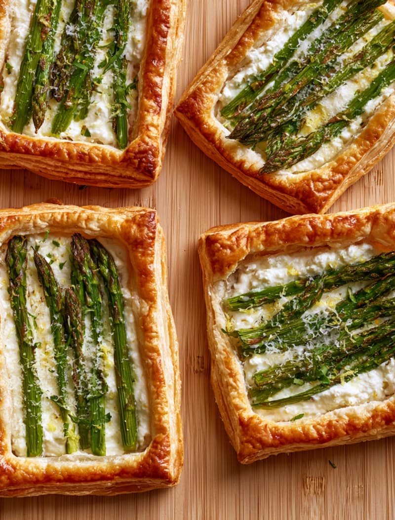 Crisped Asparagus Tartlets with Ricotta and Lemon