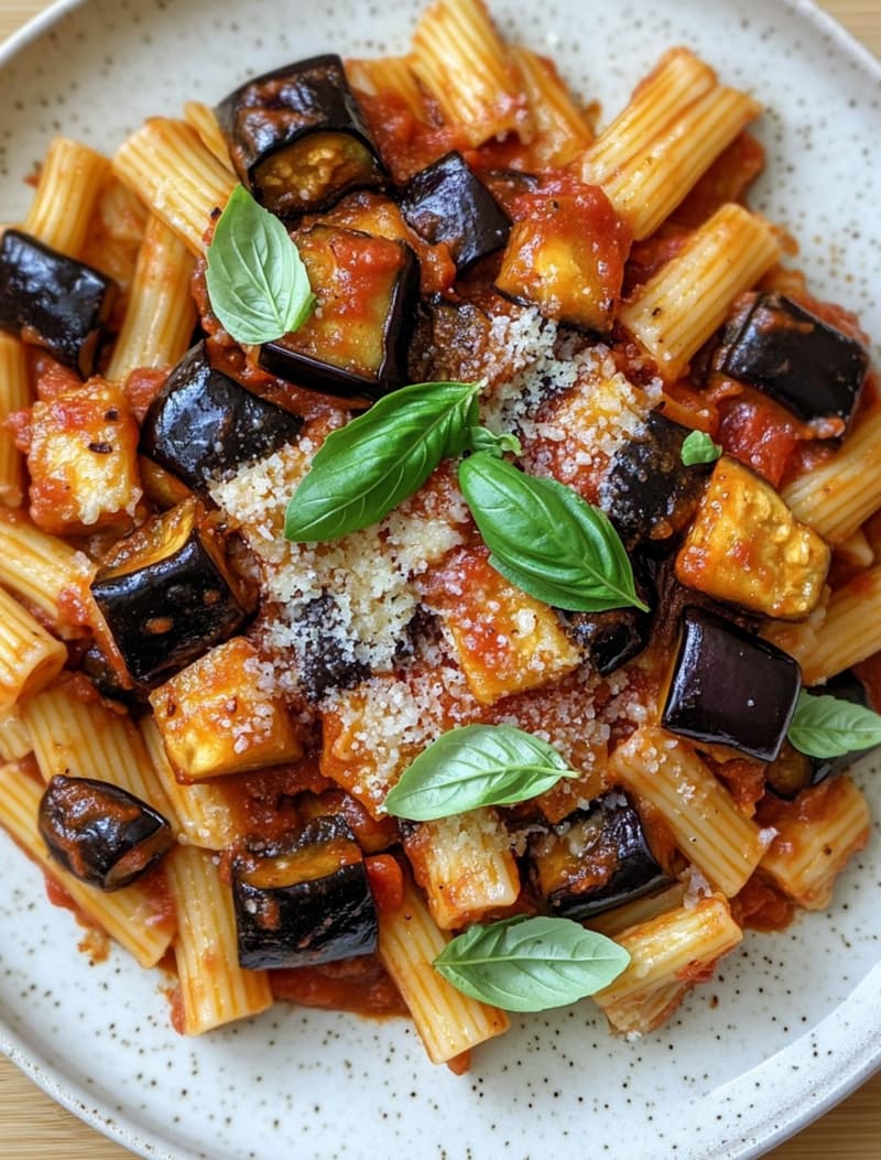Air-Fried Aubergine Pasta with a Sicilian Kick