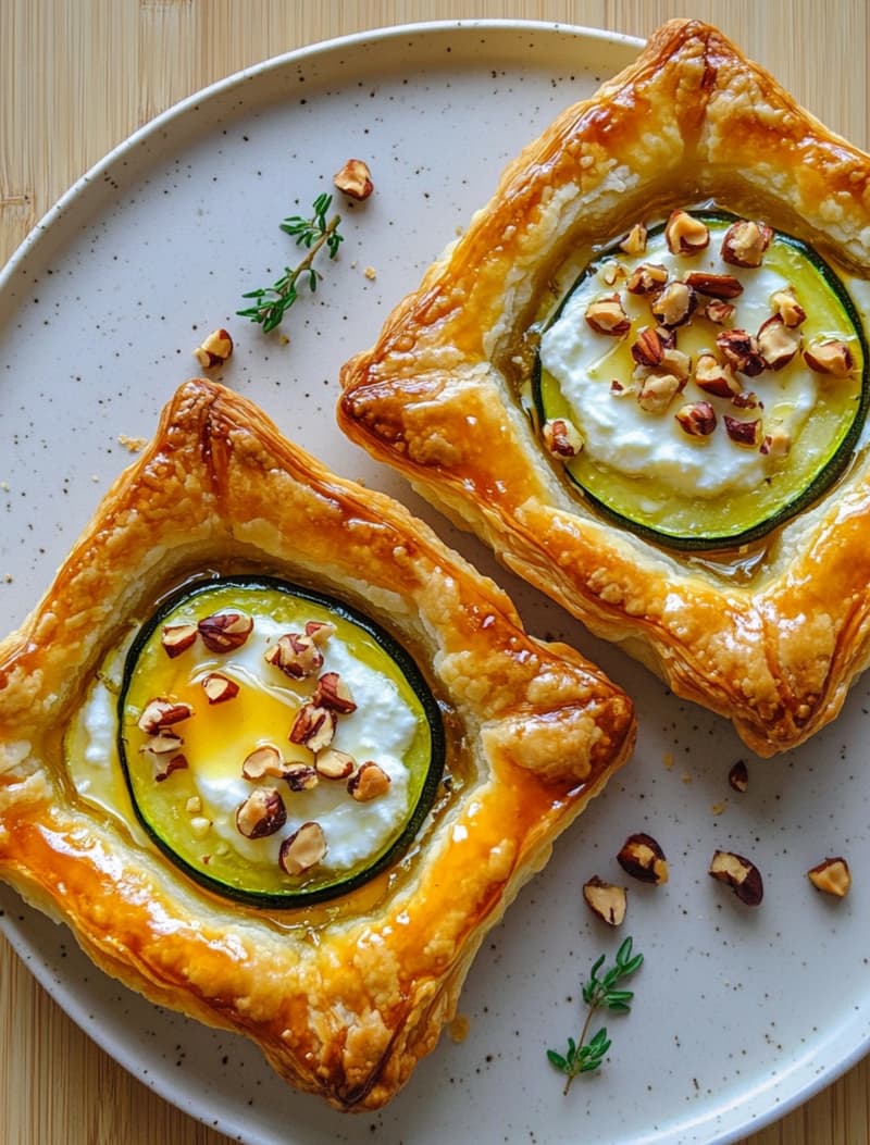 Mini Courgette & Ricotta Tartlets with Honey-Hazelnut Crunch