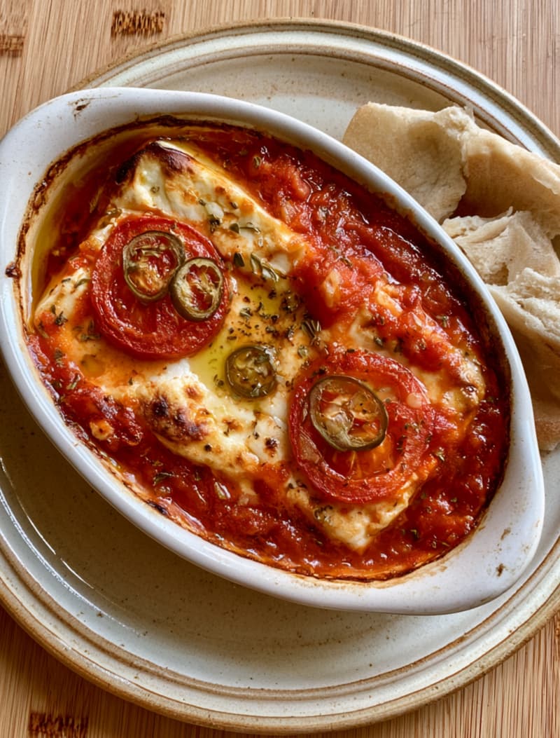 Greek-Inspired Baked Feta with Tomato & Chilli