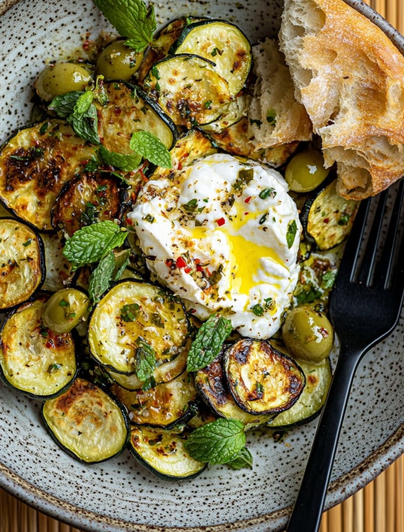 Courgette, Olive & Burrata Smash-Up
