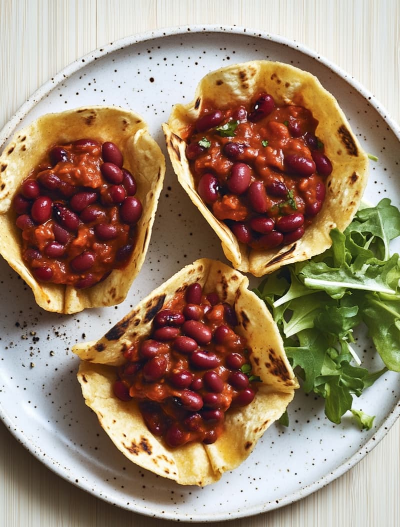 Spicy Bean Tortilla Cups
