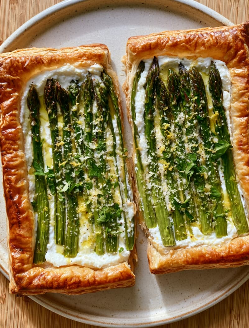 Air Fryer Asparagus, Ricotta & Parmesan Tartlets