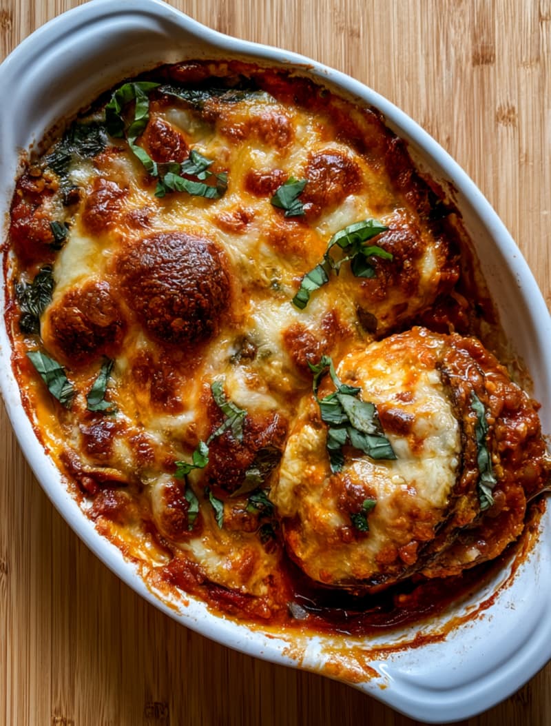Lentil & Aubergine Parmigiana Bake (Air Fryer Edition)