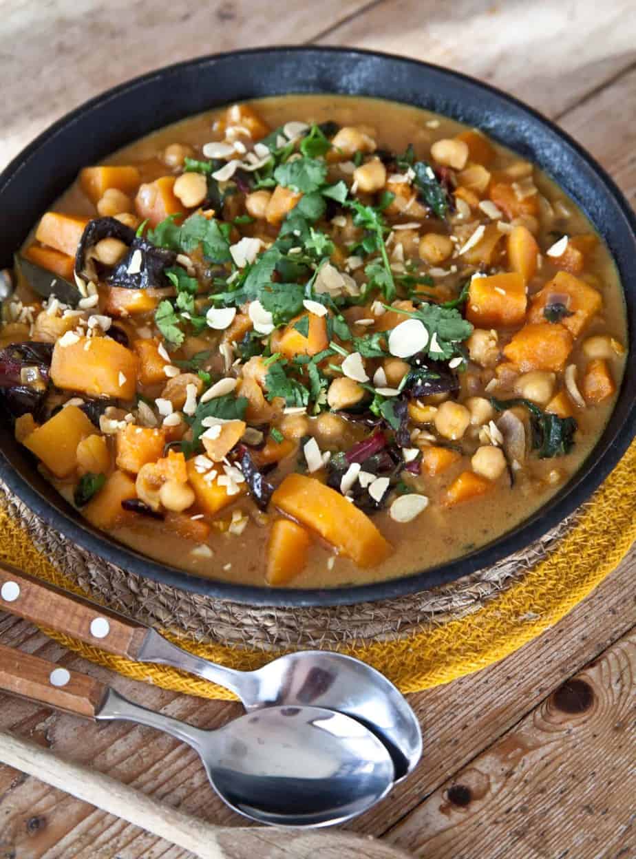 Butternut Squash Apricot Chickpea and Chard Curry
