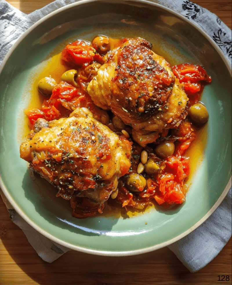 Chicken with Olives and Pine Nuts