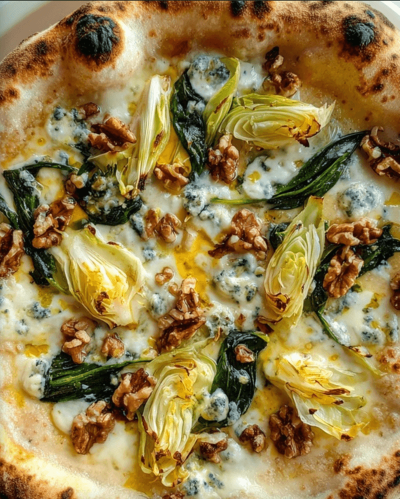 Roman Gorgonzola, Walnut, Chicory & Honey Pizza