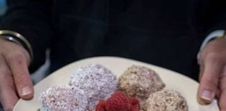 raspberry cheesecake chia balls