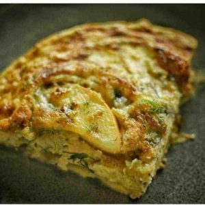 Caramelized fennel apple and goats cheese frittata