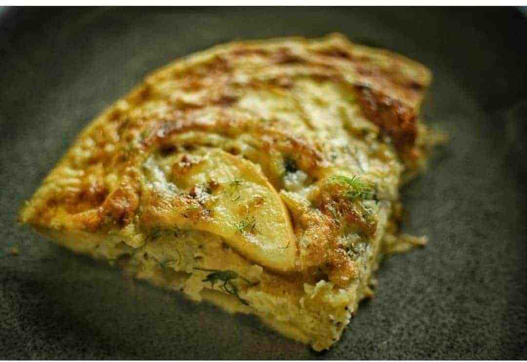 Caramelized fennel apple and goats cheese frittata