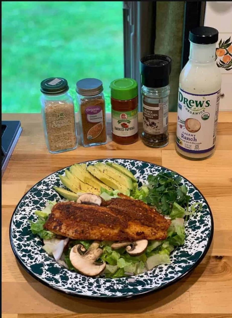 Blackened Crappie salad