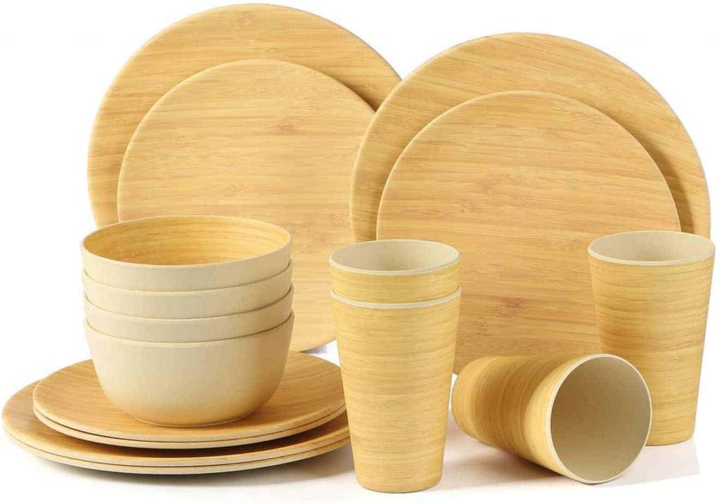 New Hi-Gear 16 Piece Bamboo Tableware Set