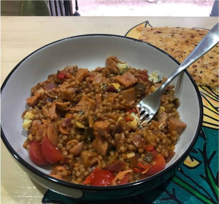 Jackfruit with spicy tomato couscous