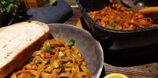 campervan recipe tagliatelle nests with chickpeas tomatoes and cajun oil