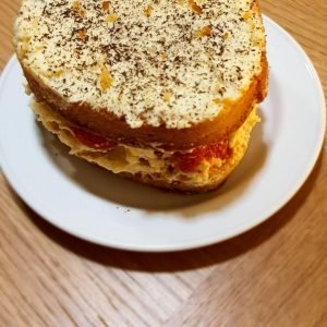 Victoria sponge in the shape of a heart