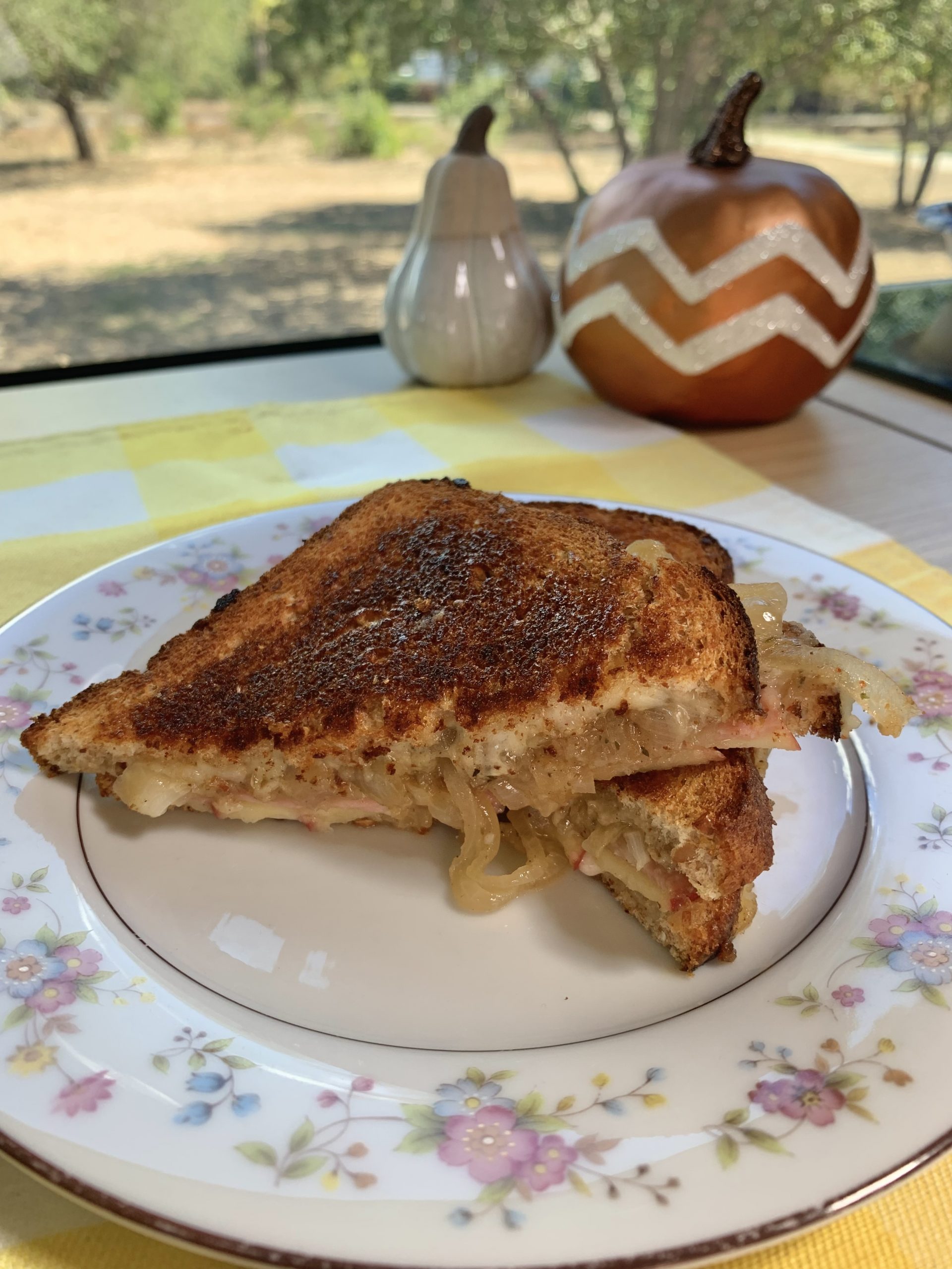 French onion and apple grilled cheese