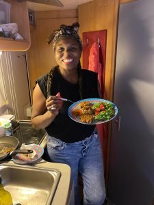 Delanie and her vegan sweetcorn fritters