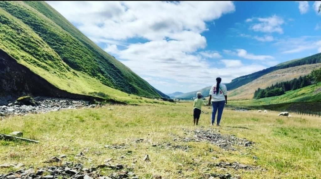 Delanie and Quincy out on a hike