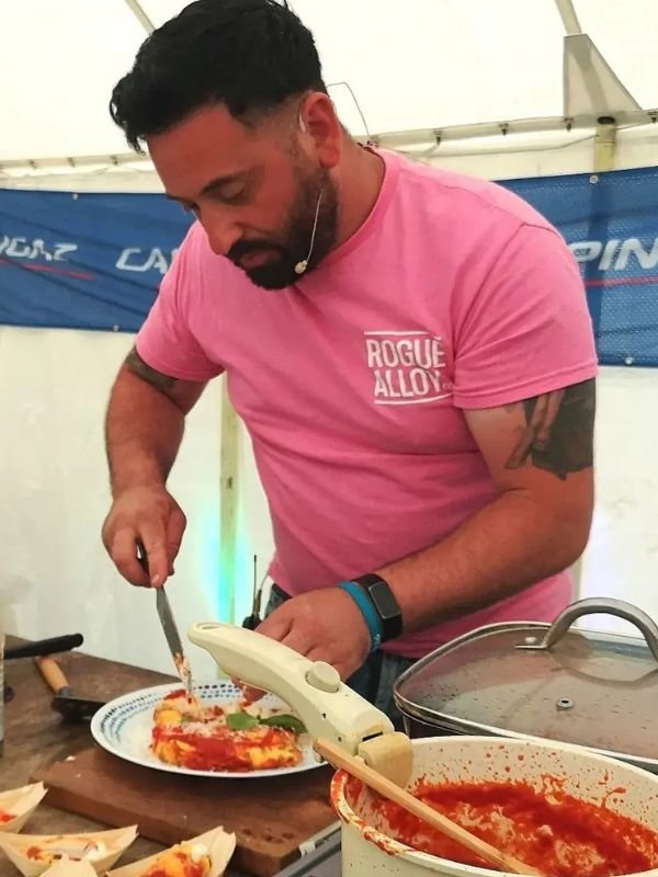 chef mark cooking at a festival demo